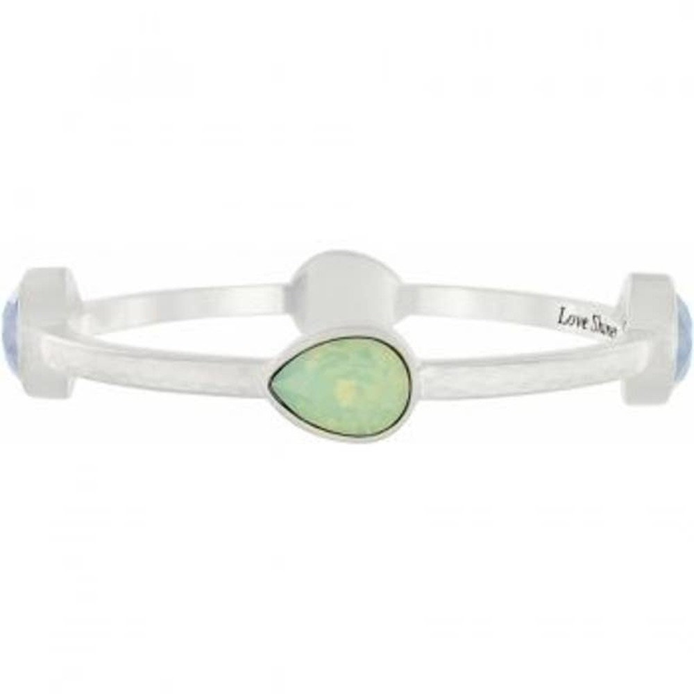 Brighton Mercury Versailles hammered bangle bracelet silver blue aqua gems metal